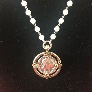 Brighton Roman Coin and Pearl Necklace